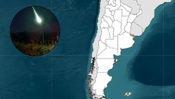 Bólido sorprendió en Mendoza y más allá. Imagen: Mapa de Argentina (IGN) / Bólido (publicado por AlvearPress en Facebook / fotograma enviado por el Dr Jaime García).