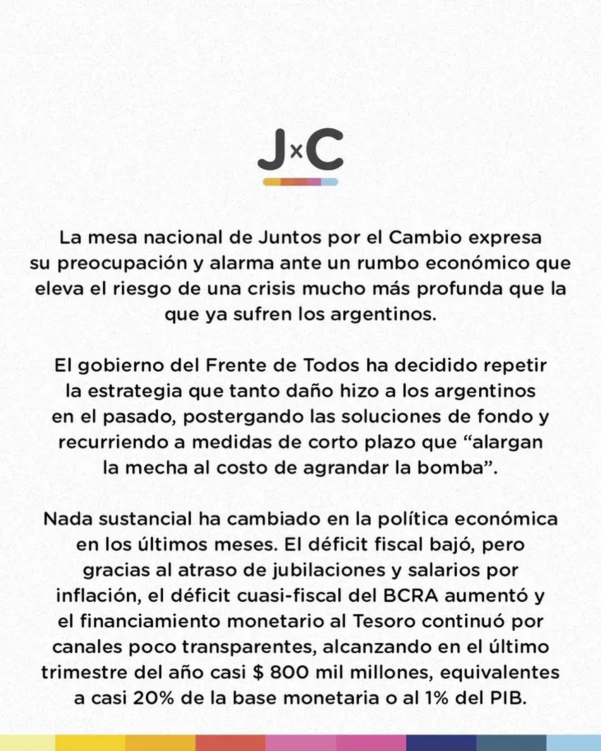 El comunicado de Juntos por el Cambio sobre la "bomba".