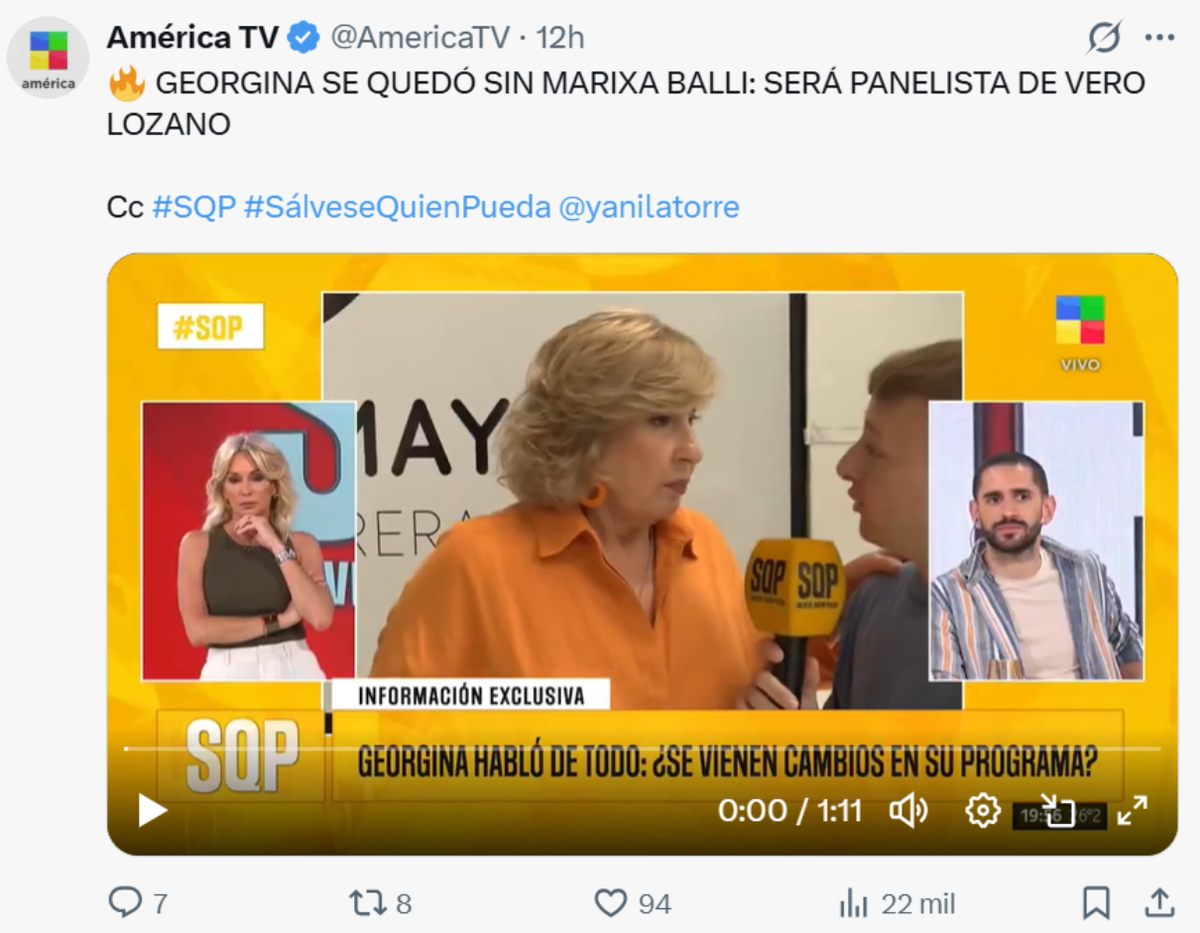 Georgina Barbarossa hizo p&uacute;blico su enojo con Telefe por Marixa Balli.