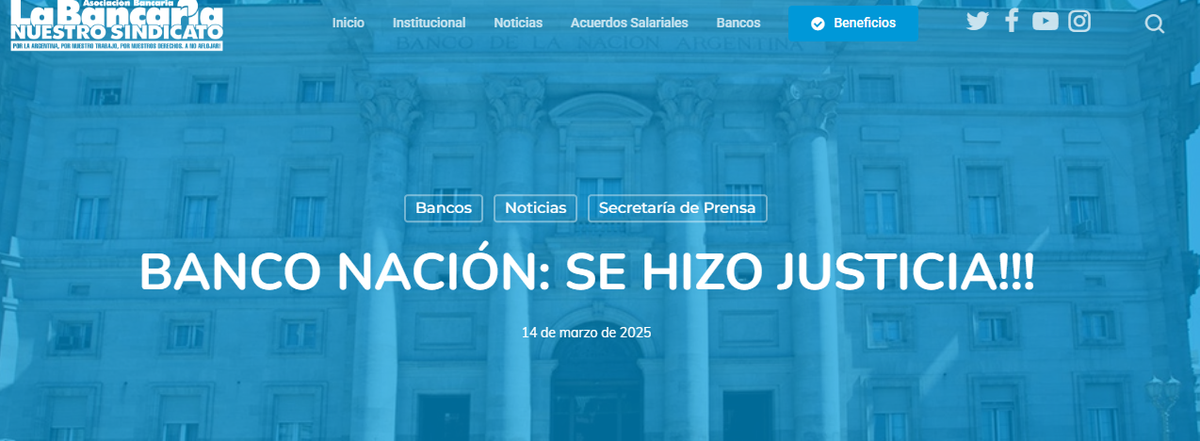 La Bancaria celebra hoy la noticia desde su sitio oficial.