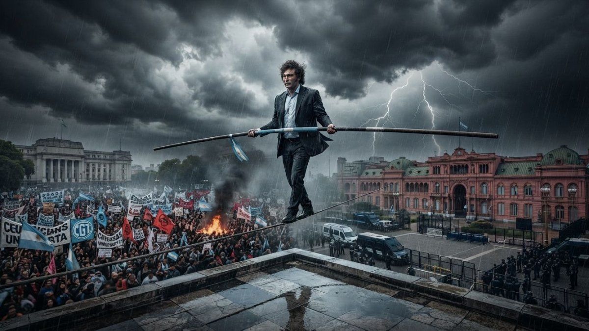 Javier Milei en la cuerda floja.&nbsp;