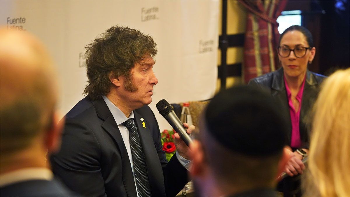 Javier Milei este miércoles, en Israel, en un encuentro con empresarios organizado por Fuente Latina.&nbsp;