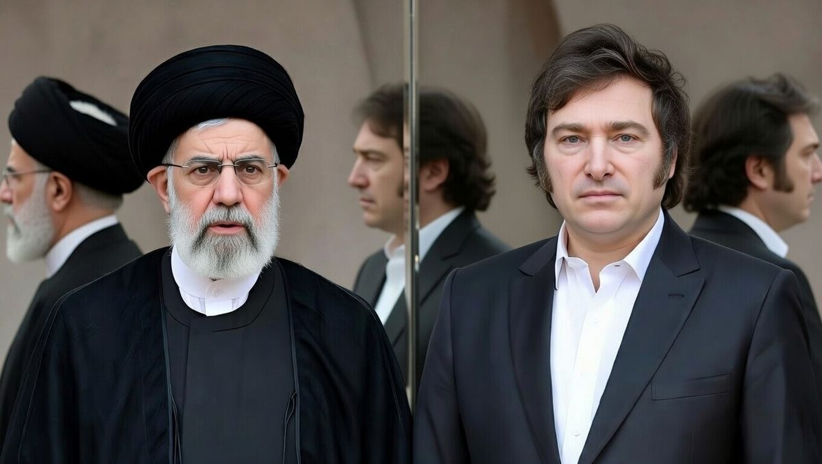 Ayatollah Ali Khamenei y presidente Javier Milei, por Grok.
