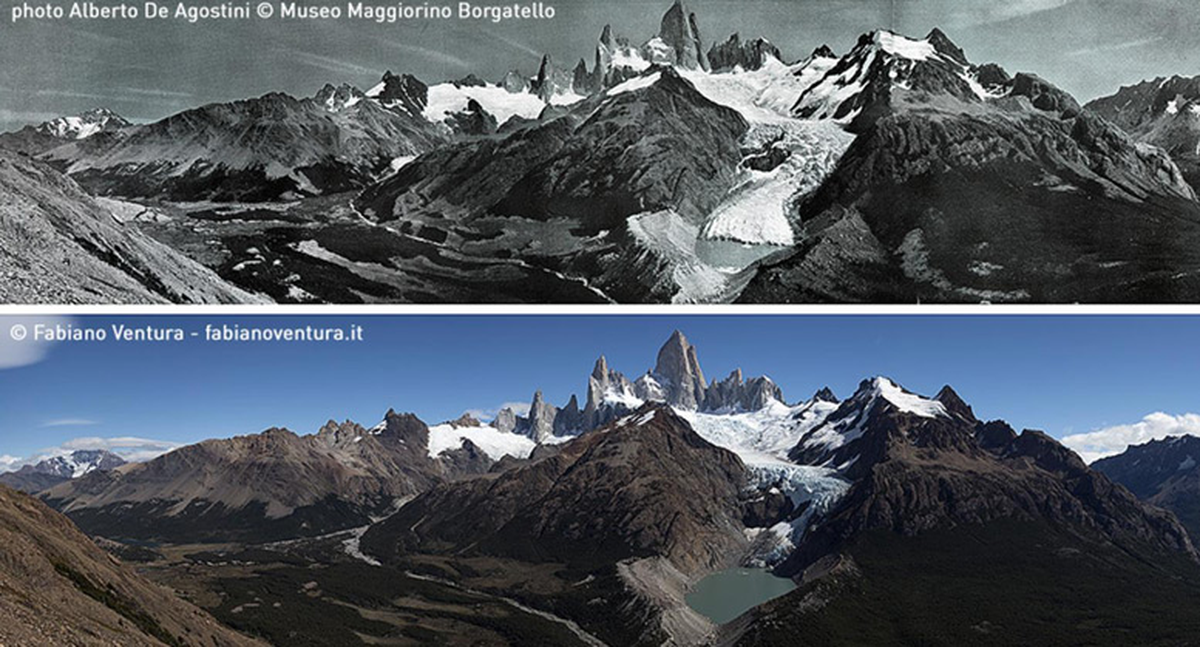 Retroceso de los glaciares patagónicos reflejado en fotos Retroceso de los glaciares patagónicos reflejado en fotos