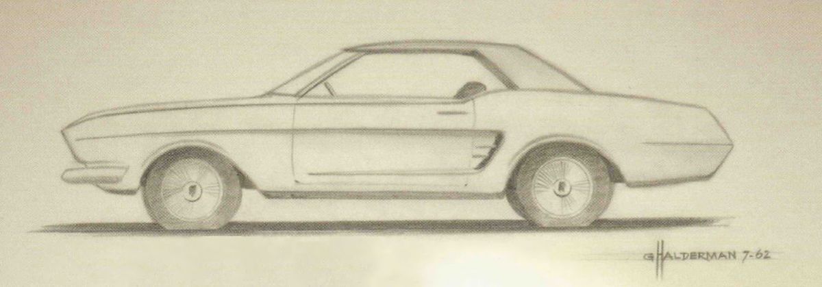 'Concept Car' 1962, Mustang II, dibujado un fin de semana por Gayle Halderman en la cocina de su casa. 'Concept Car' 1962, Mustang II, dibujado un fin de semana por Gayle Halderman en la cocina de su casa.