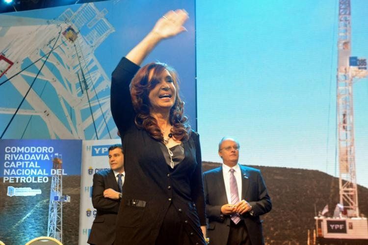 Cristina Fernández en el acto que, parece, pasó desapercibido para la misma Presidente. Foto: NA.