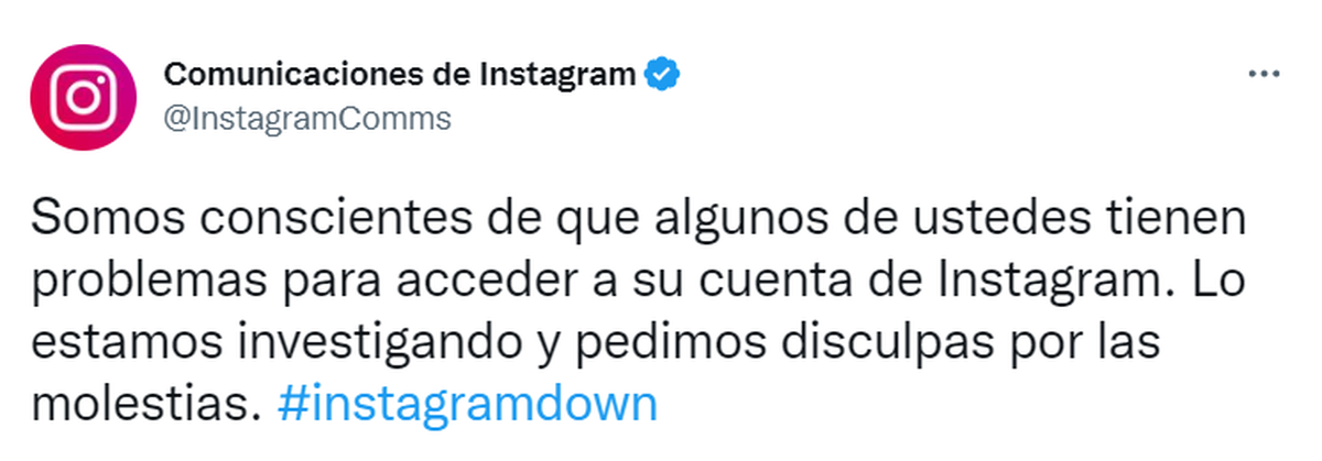 El comunicado oficial de Instagram.