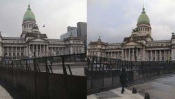 Congreso Nacional vallado antes del tratamaiento de la Reforma Laboral