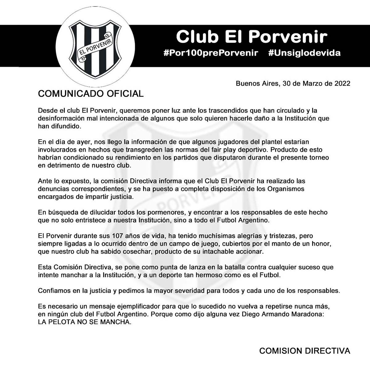 Equipos de fútbol de la Primera C argentina: Club El Porvenir