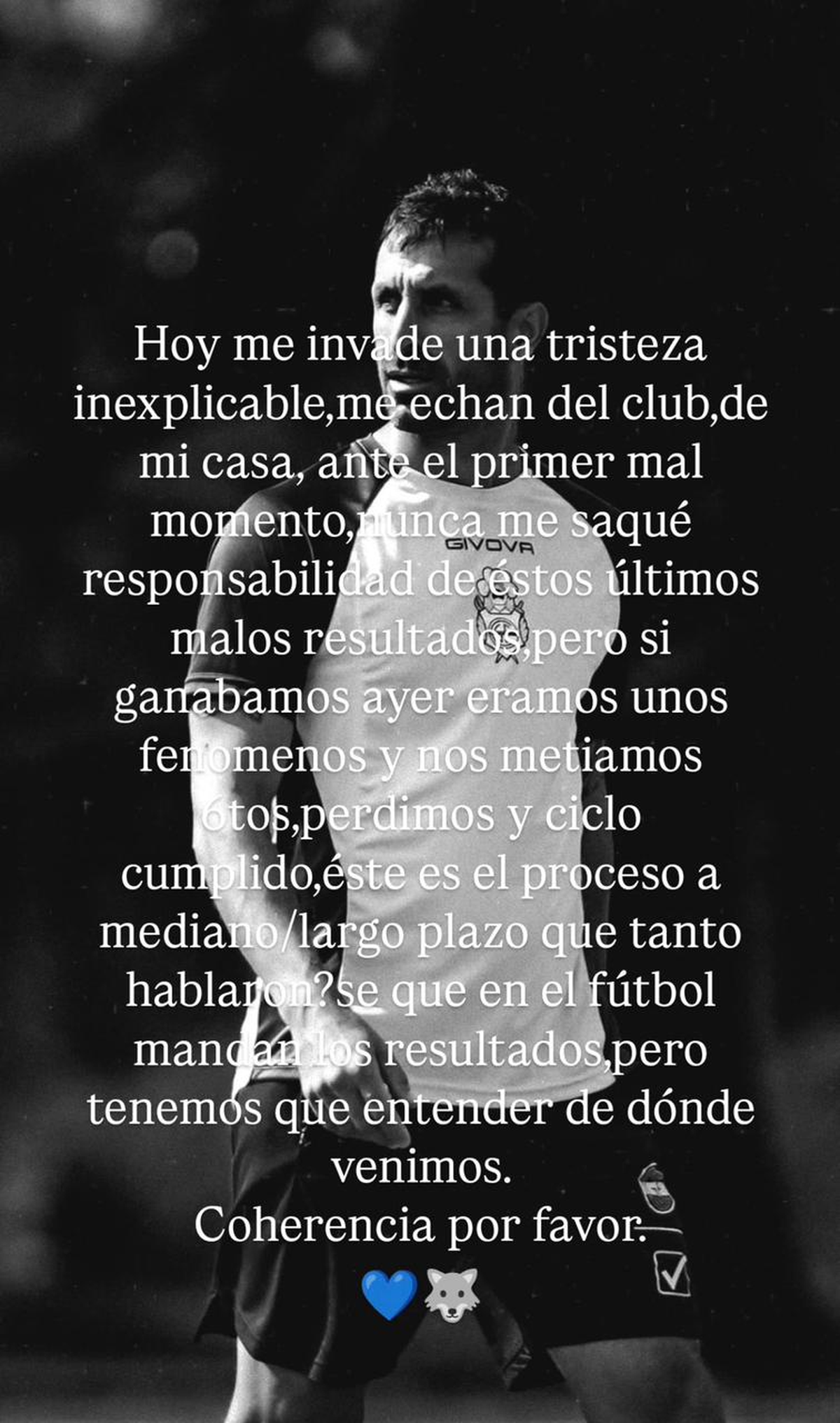 El descargo de Zaniratto, vía Instagram El descargo de Zaniratto, vía Instagram