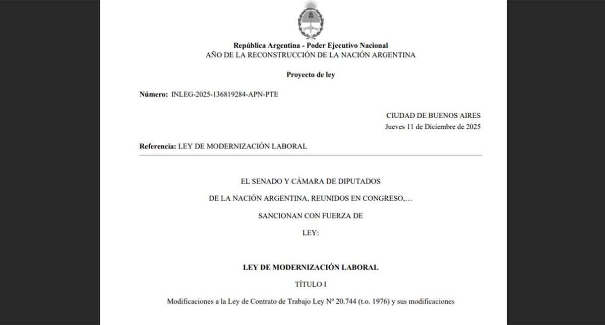 El texto oficial de la Reforma Laboral que el Gobierno presentó en el Senado.