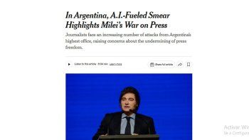 Nota del New York Times sobre la guerra de Milei contra los periodistas. Nota del New York Times sobre la guerra de Milei contra los periodistas.