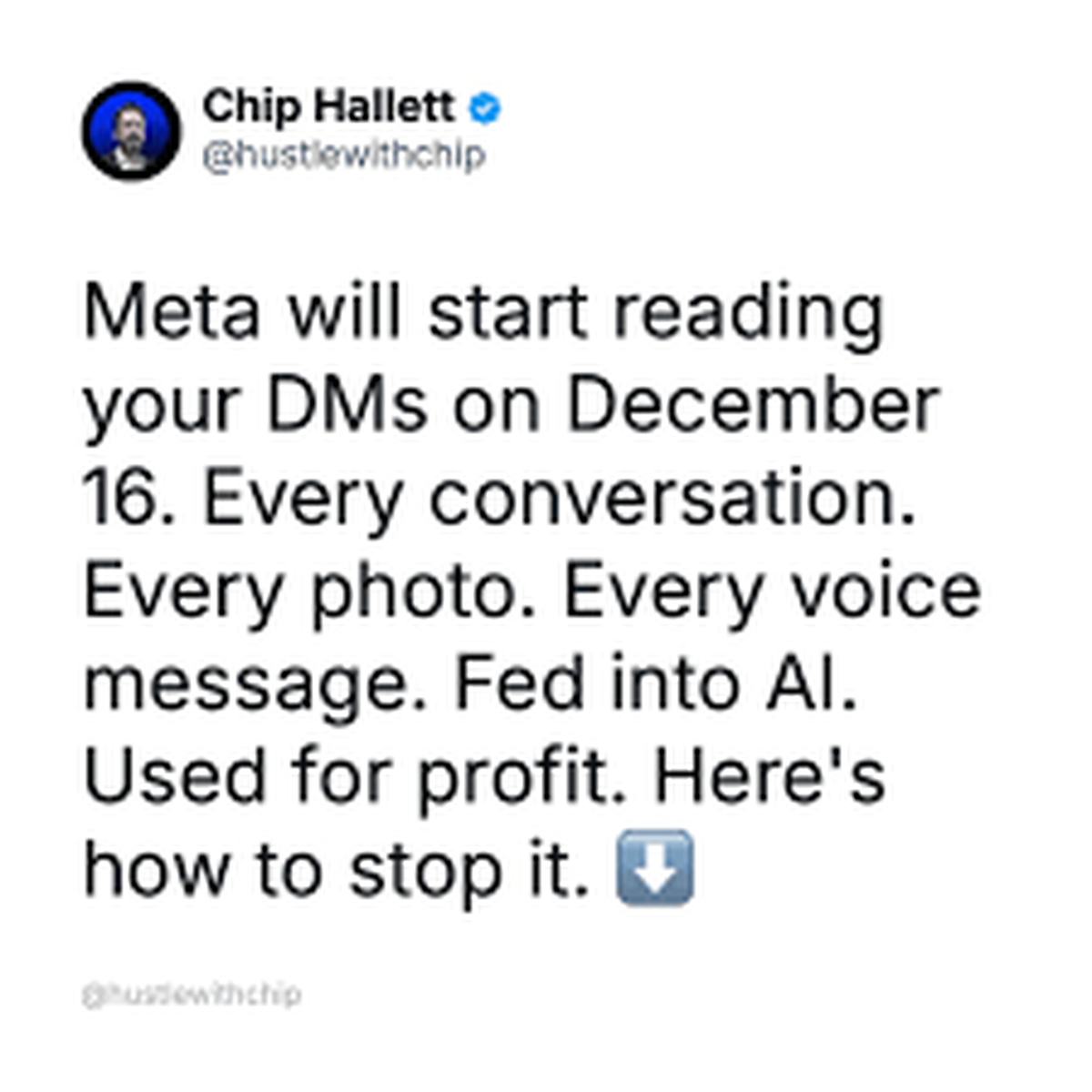 Un posteo que se hizo viral en poco tiempo afirmaba que Meta va a leer todos los mensajes privados de los usuarios desde el 16 de diciembre, según la actualización de sus políticas de privacidad, para entrenar a su IA. Un posteo que se hizo viral en poco tiempo afirmaba que Meta va a leer todos los mensajes privados de los usuarios desde el 16 de diciembre, según la actualización de sus políticas de privacidad, para entrenar a su IA.