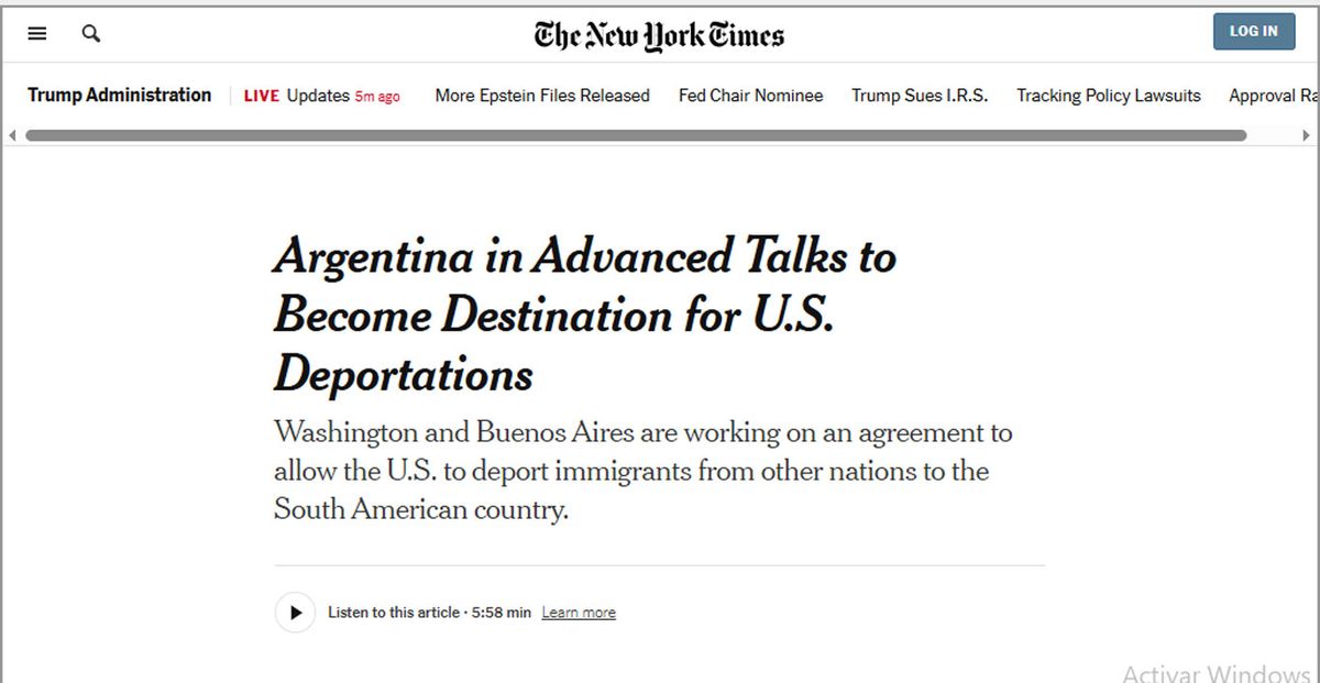 La nota del New York Times. La nota del New York Times. 