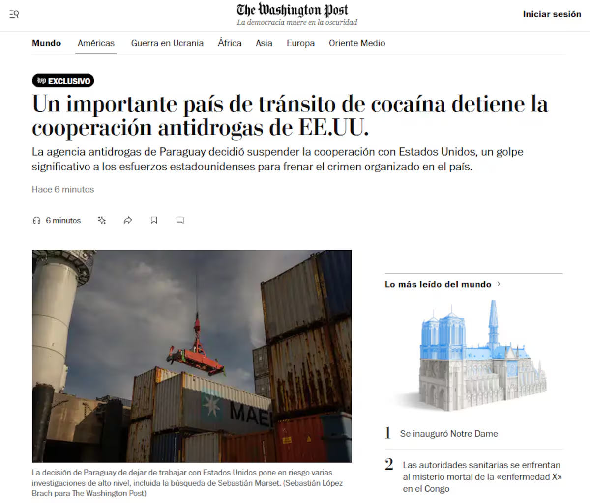 La columna del Washington Post (7/12/ 24) que anticipó la suspensión del acuerdo Senad-DEA. El Gobierno de Paraguay asegura que ya identificó quien filtró ello. La columna del Washington Post (7/12/ 24) que anticipó la suspensión del acuerdo Senad-DEA. El Gobierno de Paraguay asegura que ya identificó quien filtró ello.