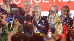 Gerardo Morales, en los festejos de su reelección en Jujuy. Foto: NA.