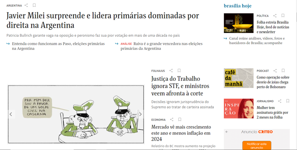 Javier Milei en Folha. Javier Milei en Folha.