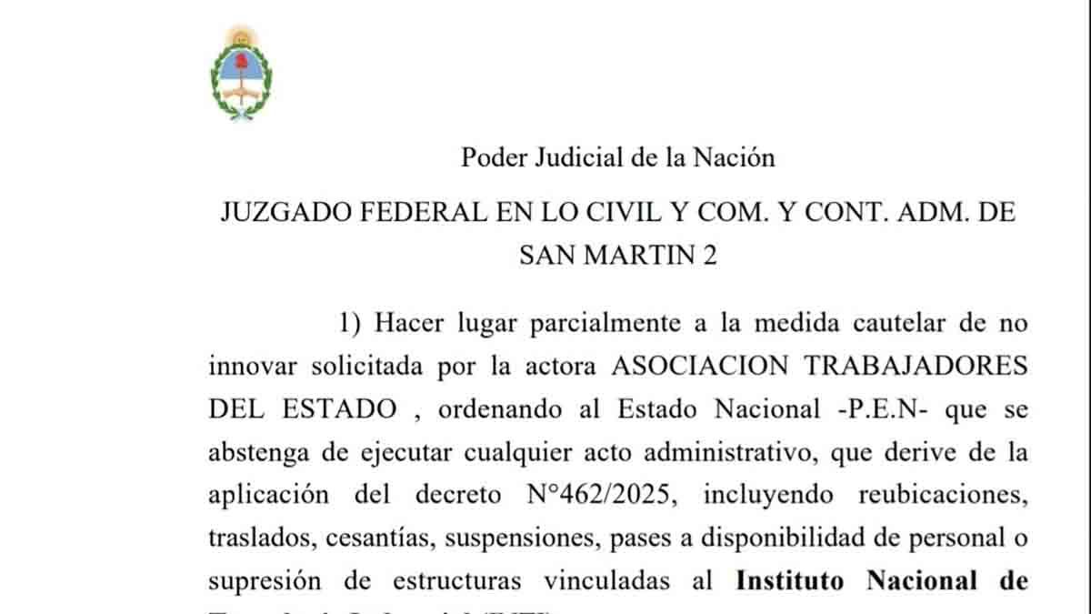 El fallo judicial que suspendió el decreto presidencial sobre el INTI.
