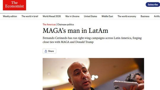 Cerimedo, el hombre del trumpismo en Latinoamérica, según The Economist Cerimedo, el hombre del trumpismo en Latinoamérica, según The Economist
