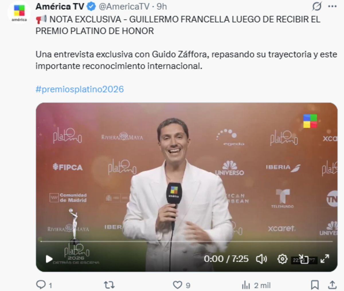 Guillermo Francella no se olvidó de Luis Brandoni tras recibir el Premio Platino de Honor. Guillermo Francella no se olvidó de Luis Brandoni tras recibir el Premio Platino de Honor.