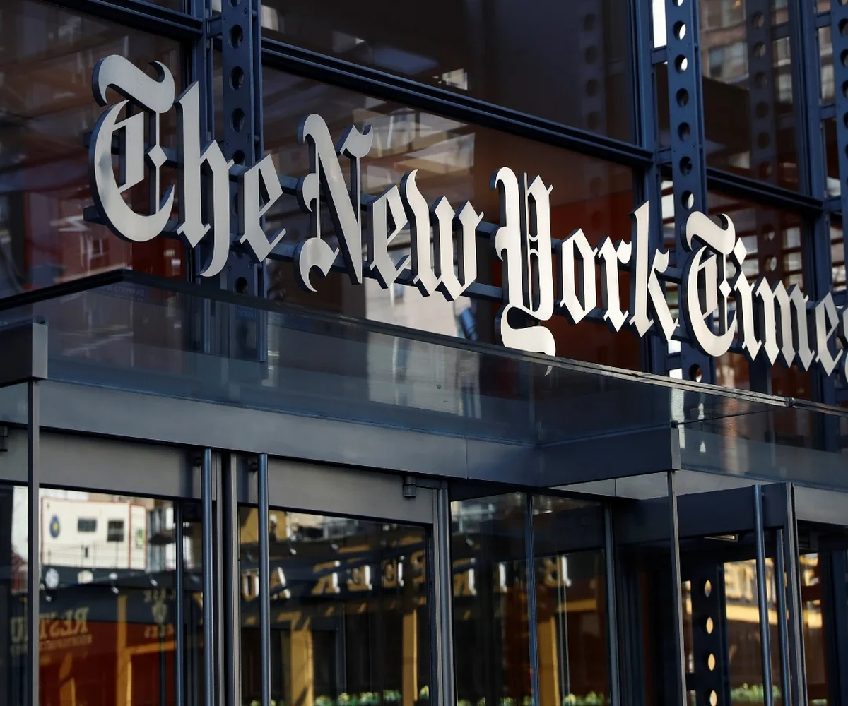 La entrada de la emblemática redacción de The New York Times.