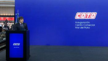 Javier Milei en la inauguración de un hipermercado Coto en Mar del Plata. Javier Milei en la inauguración de un hipermercado Coto en Mar del Plata.