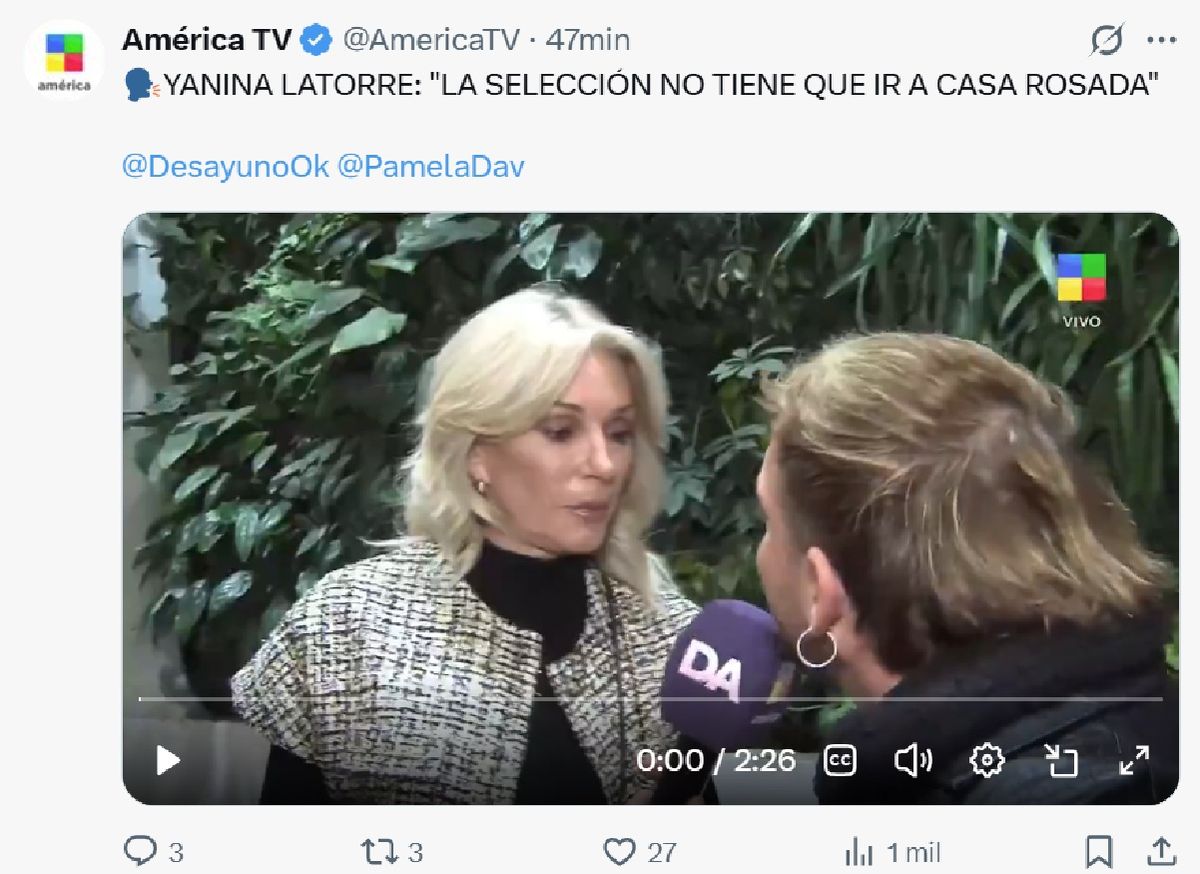 El contundente mensaje de Yanina Latorre al presidente Javier Milei.