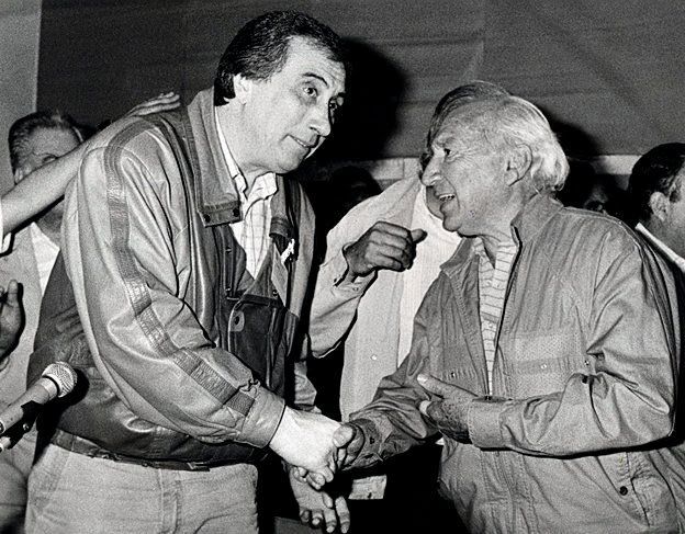 Saúl Ubaldini y Lorenzo Miguel.