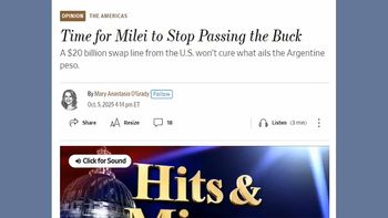 La columna del WSJ sobre Milei y su peor momento. La columna del WSJ sobre Milei y su peor momento.