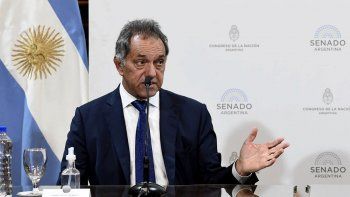 Daniel Scioli en la comisión del Senado, a la que no asistió JxC. Daniel Scioli en la comisión del Senado, a la que no asistió JxC.