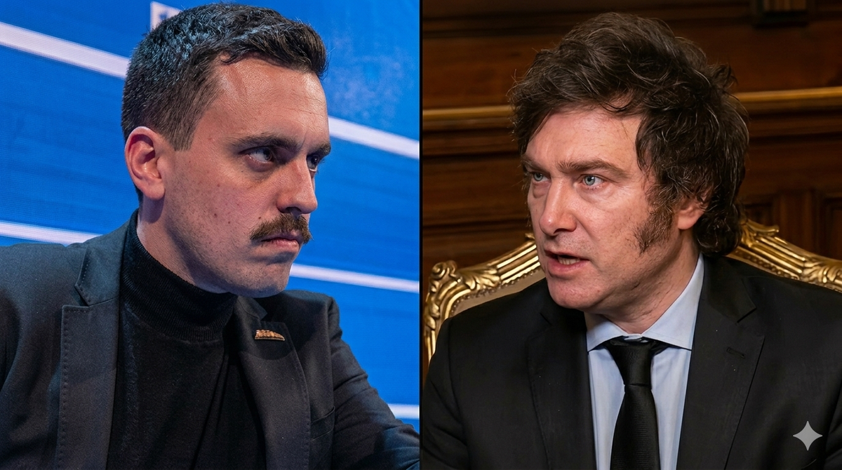 Javier Milei cruzó duro a Manu Jove por defender a los empresarios argentinos. Jove le contestó picante y las redes explotaron por una frase que ya es viral. Fuente: IA