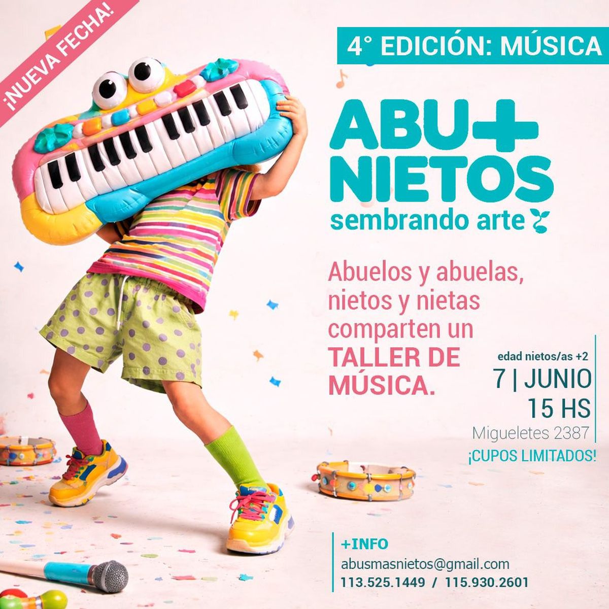 Flyer con el anuncio de la edición de abu+nietos dedicada a la música como puente integrador de ambas generaciones. (Foto Instagram) Flyer con el anuncio de la edición de abu+nietos dedicada a la música como puente integrador de ambas generaciones. (Foto Instagram)