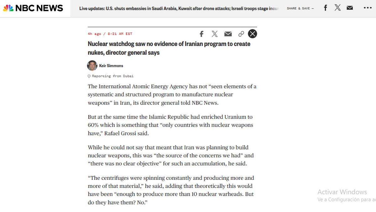 Resumen de NBC News de las declaraciones de Grossi. Resumen de NBC News de las declaraciones de Grossi.