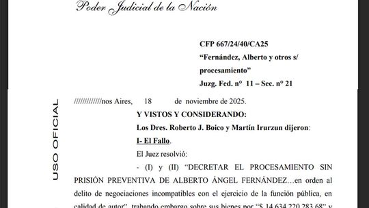 Fallo completo de la confirmación del procesamiento de Alberto Fernández. Fallo completo de la confirmación del procesamiento de Alberto Fernández.