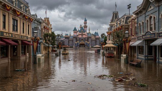 La intensa tormenta provocó una inundación en sectores de Disneyland, en California.