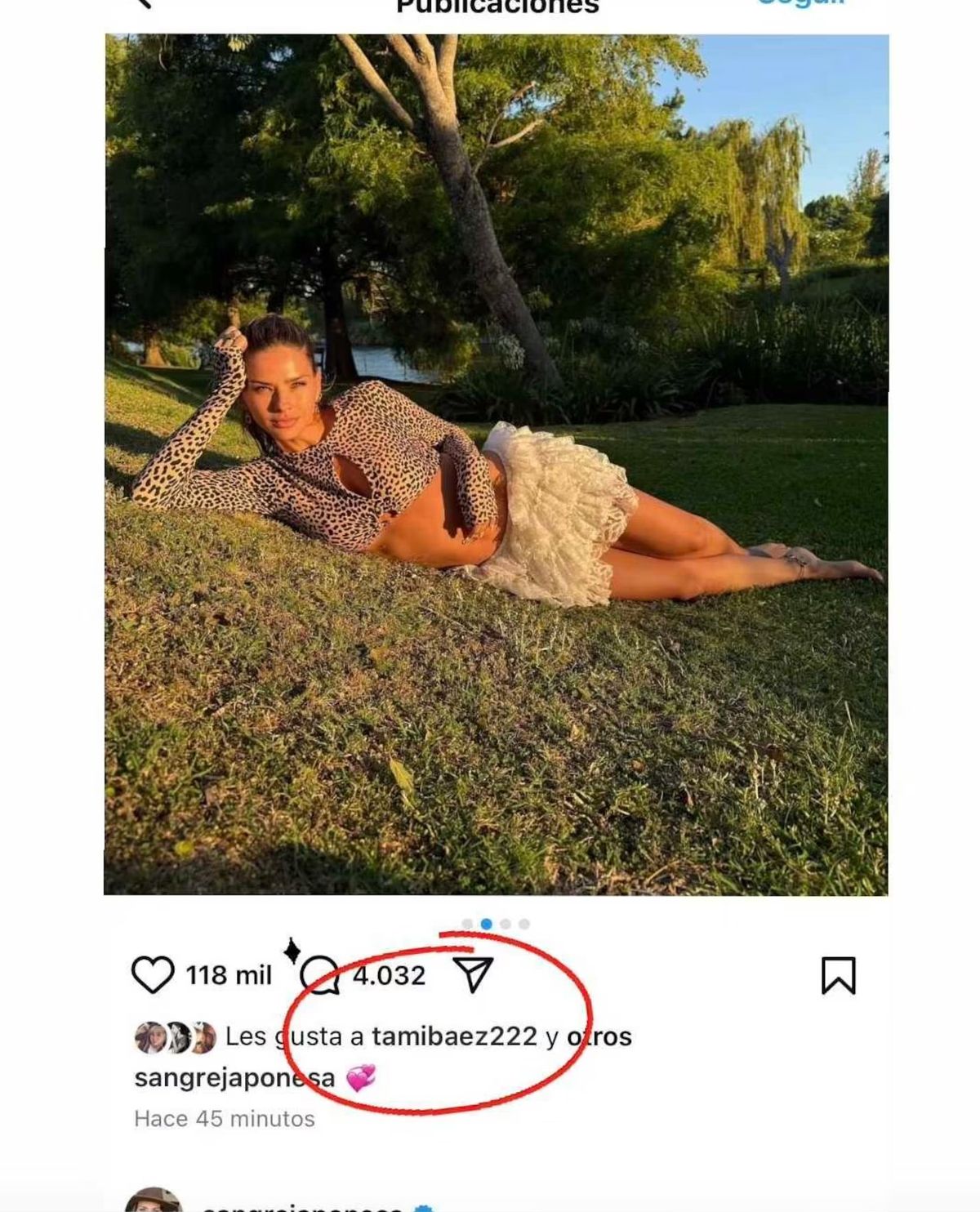 Tamara Baez, expareja de L-Gante con quien tuvo a su hija Jamaica, le puso "like" a una publicación de la China Suárez donde sale en el césped de la casa que compró Mauro Icardi. Tamara Baez, expareja de L-Gante con quien tuvo a su hija Jamaica, le puso "like" a una publicación de la China Suárez donde sale en el césped de la casa que compró Mauro Icardi.