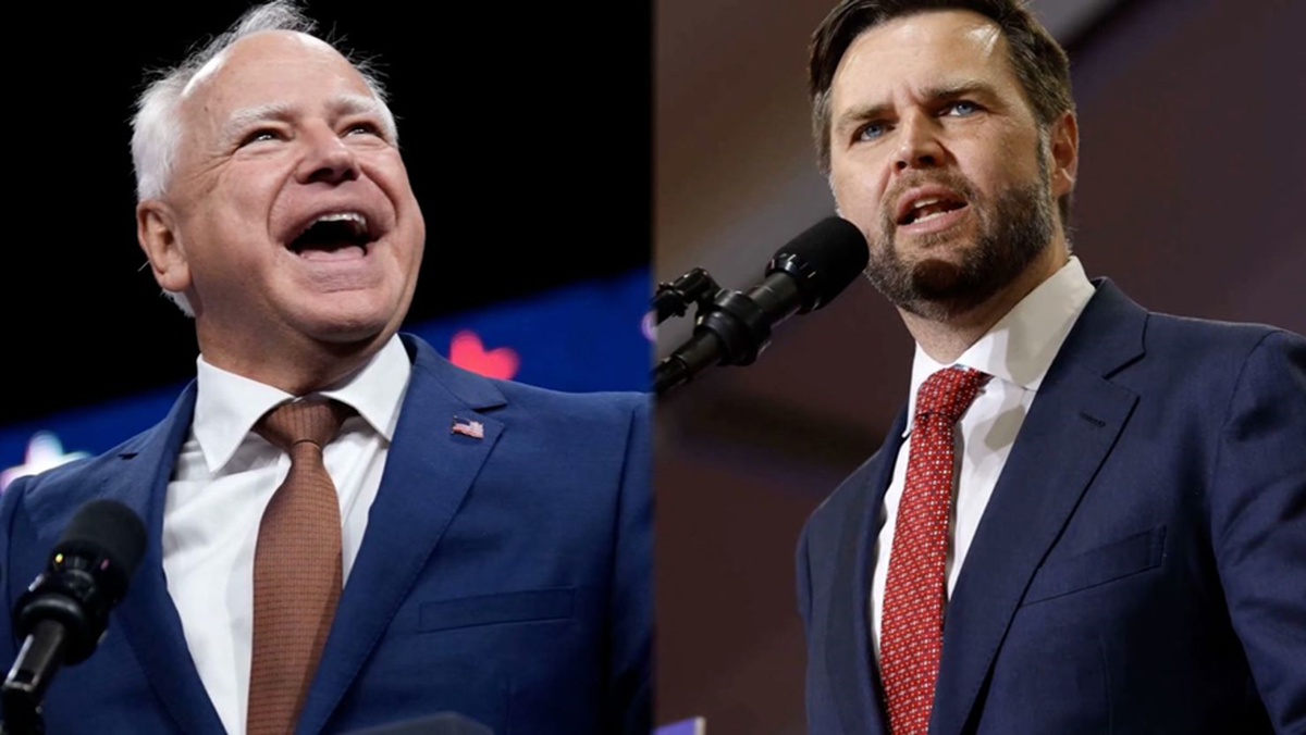 J. D. Vance (40) versus Tim Walz )60) J. D. Vance (40) versus Tim Walz )60)