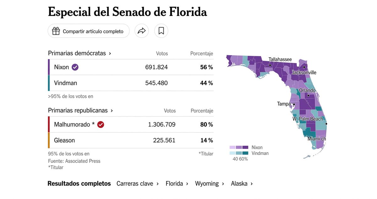 Estados Unidos, Florida. Angie Nixon adelanta a la izquierda democrática al podio de las primarias. (Crédito: The New York Times).