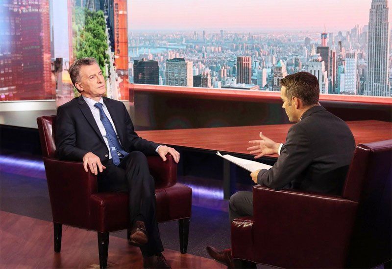 Mauricio Macri este lunes en una entrevista con la agencia Bloomberg.