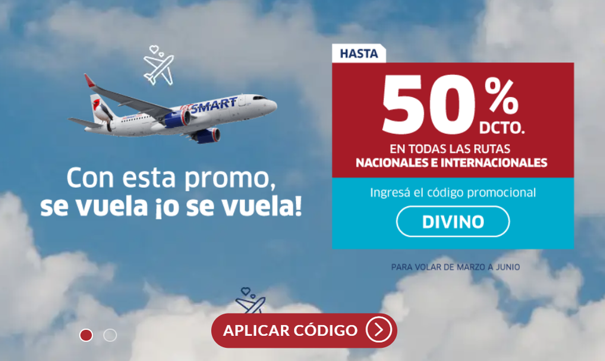 JetSmart lanzó pasajes 50% OFF en todas las rutas.