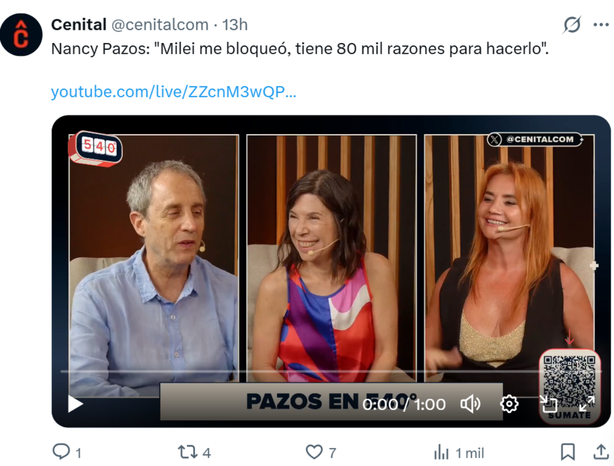 Nancy Pazos contó la decisión en su contra que tomó el presidente Javier Milei. Nancy Pazos contó la decisión en su contra que tomó el presidente Javier Milei.