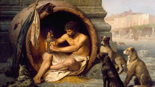 Diógenesde Sinope fue un filósofo fundador de la escuela cínica, discípulo de Sócrates,vivía en un barril como los perros y odiaba la riqueza. Diógenesde Sinope fue un filósofo fundador de la escuela cínica, discípulo de Sócrates,vivía en un barril como los perros y odiaba la riqueza.