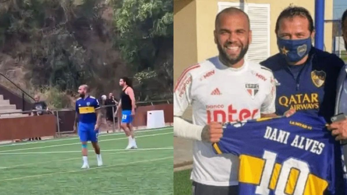 Dani Alves disputó un partido de fútbol de manera informal en la que lució una camiseta de Boca, quedó filmado y las imágenes se viralizaron. Dani Alves disputó un partido de fútbol de manera informal en la que lució una camiseta de Boca, quedó filmado y las imágenes se viralizaron.