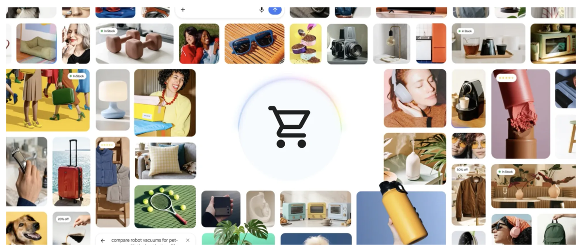 Universal Cart permite guardar productos desde Search, YouTube, Gmail y Gemini en un único carrito conectado por IA. Universal Cart permite guardar productos desde Search, YouTube, Gmail y Gemini en un único carrito conectado por IA.