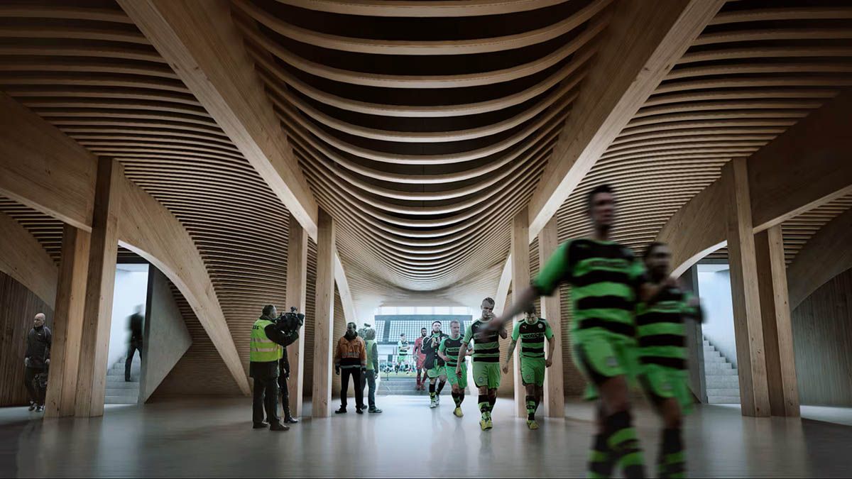 La empresa FAIMA reveló, a pocas horas del inicio del Mundial 2026, que los estadios de fútbol del futuro podrían estar construidos en madera. La empresa FAIMA reveló, a pocas horas del inicio del Mundial 2026, que los estadios de fútbol del futuro podrían estar construidos en madera.