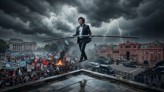 Javier Milei en la cuerda floja. Javier Milei en la cuerda floja.