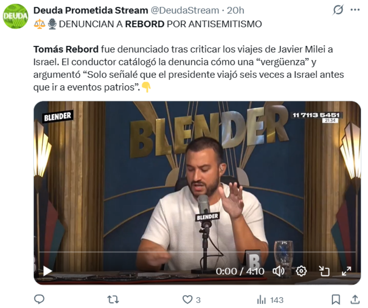 La reacción de Tomás Rebord tras ser denunciado penalmente. La reacción de Tomás Rebord tras ser denunciado penalmente.