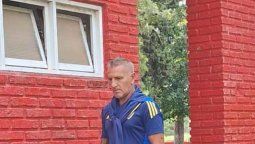 Raúl Cascini en el predio de Unión de Santa Fe previo al partido de reserva.
