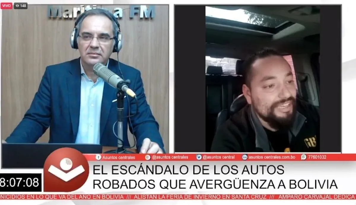 Hugo Bustos de la Ong Autos Robados entrevistado por la tv chilena.