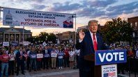 Imagen creada con IA en donde se ve a Donald Trump haciendo campaña política. Imagen creada con IA en donde se ve a Donald Trump haciendo campaña política.